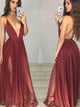 A-Line/Princess Spaghetti Straps Floor Length Chiffon Prom Formal Evening Dress with Ruched