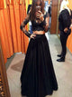 A-Line/Princess Scoop Floor Length Lace 2 Piece Prom Evening Dress with Lace