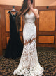 Trumpet/Mermaid Scoop Sweep/Brush Train Lace Prom Formal Evening Dress