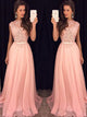 A-Line/Princess High Neck Floor Length Chiffon Prom Formal Evening Dress