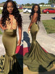 Trumpet/Mermaid Scoop Sweep/Brush Train Satin Prom Formal Evening Dress