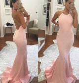 Trumpet/Mermaid Halter Sweep/Brush Train Satin Prom Formal Evening Dress