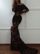 Trumpet/Mermaid Off-the-shoulder Sweep/Brush Train Lace Formal Evening Dress with Lace