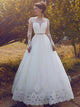 Ball Gown Bateau Floor-Length Long Sleeves Tulle Wedding Dress