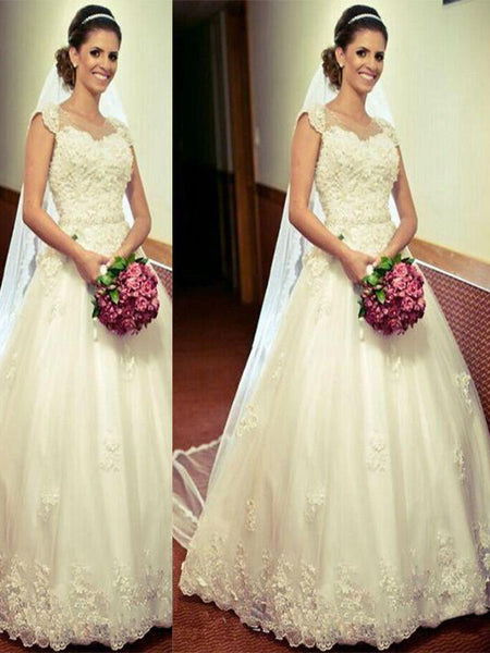 Ball Gown Sweetheart Floor-Length Sleeveless Tulle Bridal Dress