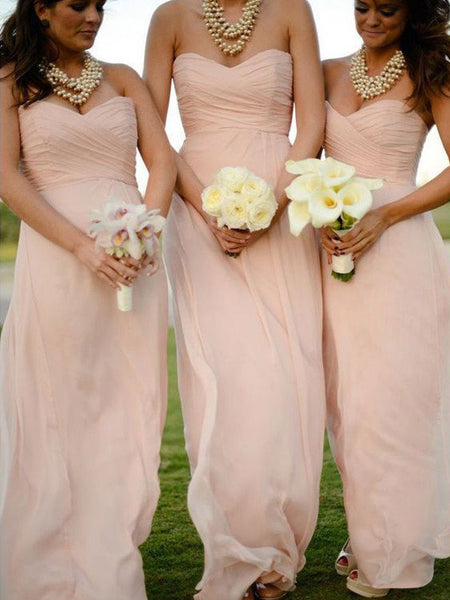 A-Line/Princess Sweetheart Chiffon Floor Length Sleeveless Bridesmaid Dress