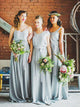 A-Line/Princess  Chiffon Floor Length Sleeveless Bridesmaid Dress