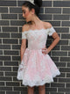 A-Line/Princess Off-the-Shoulder Chiffon Sleeveless Knee Length Dress with Lace