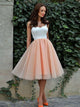 A-Line/Princess Spaghetti Straps Tulle Sleeveless Knee Length Dress with Pleats