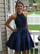 A-Line/Princess Jewel Taffeta Sleeveless Short/Mini Prom Evening Dress with Beading