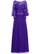 A-Line/Princess Scoop Long Sleeves Chiffon Floor Length Mother of the Bride Dress with Applique