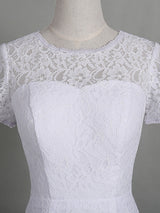 Sheath/Column Jewel Short Sleeves Lace Floor Length Mother of the Bride/Groom Dress with Lace