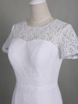 Sheath/Column Jewel Short Sleeves Lace Floor Length Mother of the Bride/Groom Dress with Lace