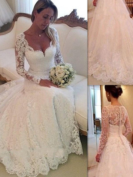 Ball Gown V-neck Court Train Sleeveless Tulle Wedding Dress with Lace