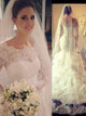 Trumpet/Mermaid Scoop Court Train Long Sleeves Tulle Bridal Gown with Lace