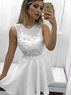 A-Line/Princess Scoop Satin Sleeveless Short/Mini Homecoming Dress with Applique