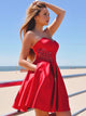 A-Line/Princess Sweetheart Satin Sleeveless Short/Mini Homecoming Dress with Ruffles