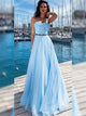 A-Line/Princess Sweetheart Chiffon Sleeveless Floor Length Prom Evening Dress with Ruffles