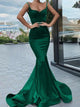 Trumpet/Mermaid Spaghetti Straps Sweep/Brush Train Satin Sleeveless Dress with Ruffles